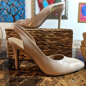 Cato nude colored sling back pumps
